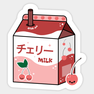 Kawaii Cherry Milk Sticker